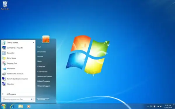 Microsoft Windows 7 Professional.