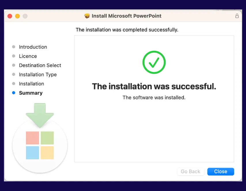 Microsoft PowerPoint 2019 license installed